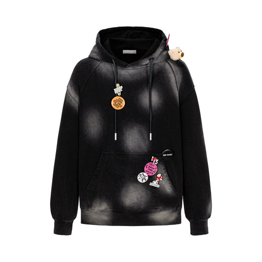 13DE MARZO Badge Retro Hoodie Black
