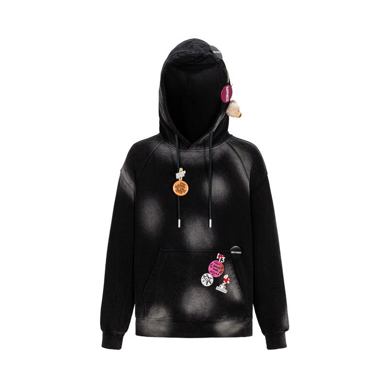 13DE MARZO Badge Retro Hoodie Black