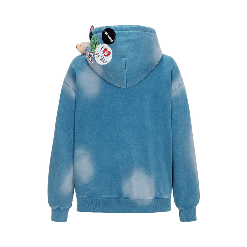 13DE MARZO Badge Retro Hoodie Blue
