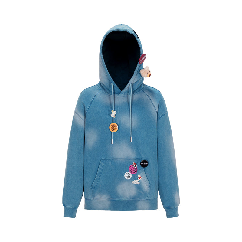 13DE MARZO Badge Retro Hoodie Blue