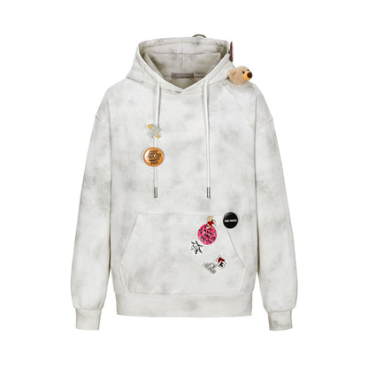 13DE MARZO Badge Retro Hoodie White