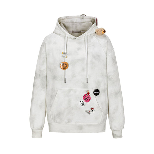 13DE MARZO Badge Retro Hoodie White