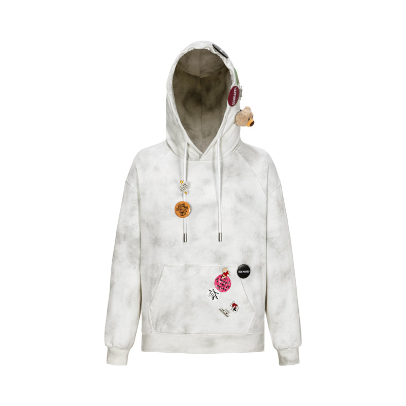 13DE MARZO Badge Retro Hoodie White
