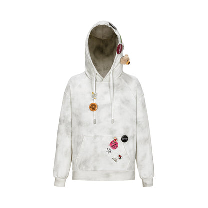 13DE MARZO Badge Retro Hoodie White