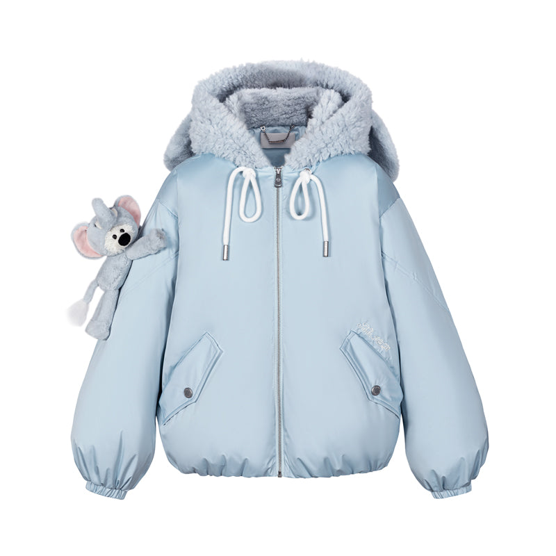 13DE MARZO Elephant Bear Puffer Jacket Blue
