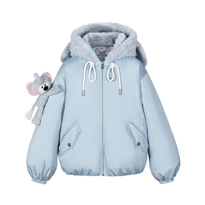 13DE MARZO Elephant Bear Puffer Jacket Blue