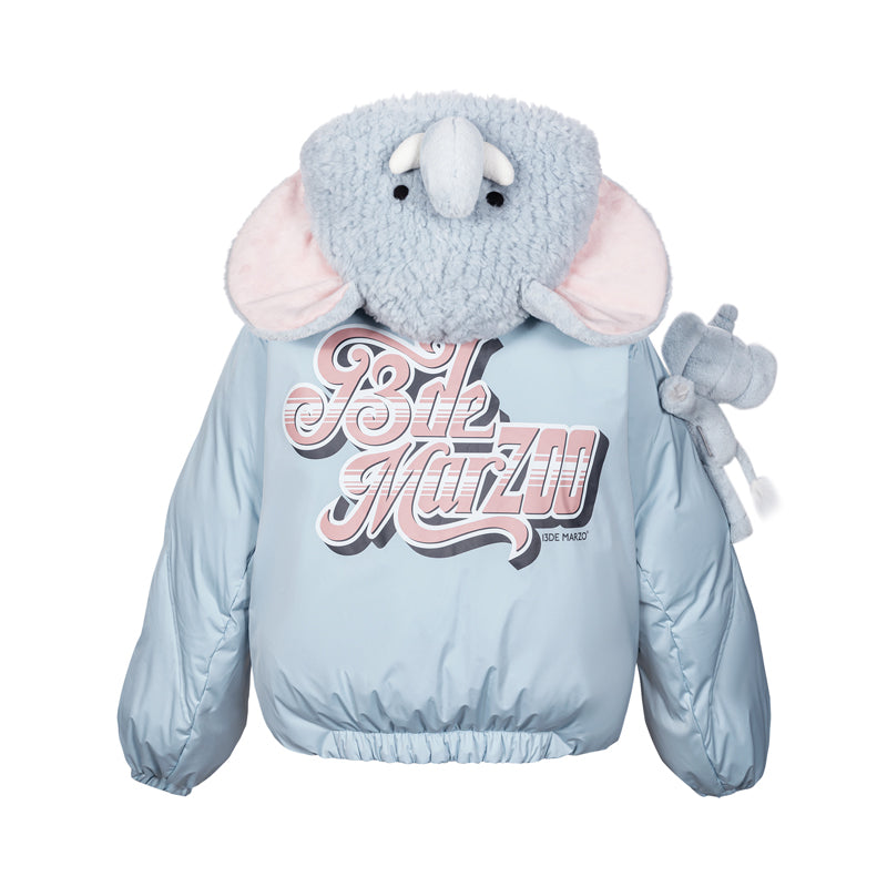 13DE MARZO Elephant Bear Puffer Jacket Blue