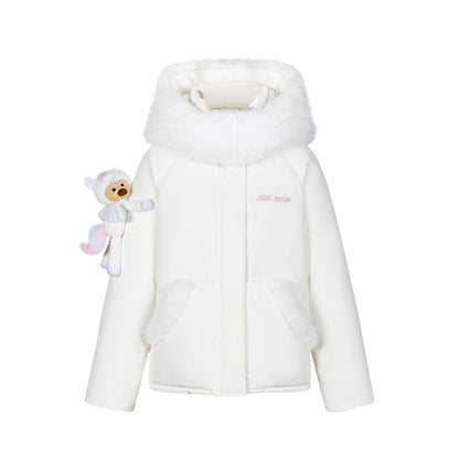 13DE MARZO Unicorn Bear Puffer Jacket White
