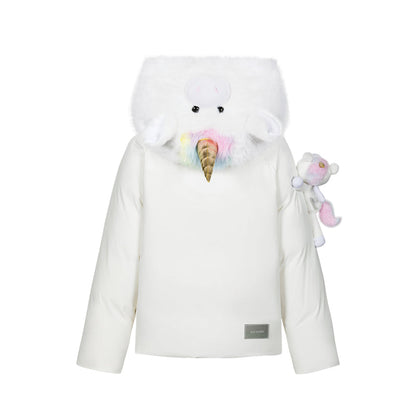 13DE MARZO Unicorn Bear Puffer Jacket White