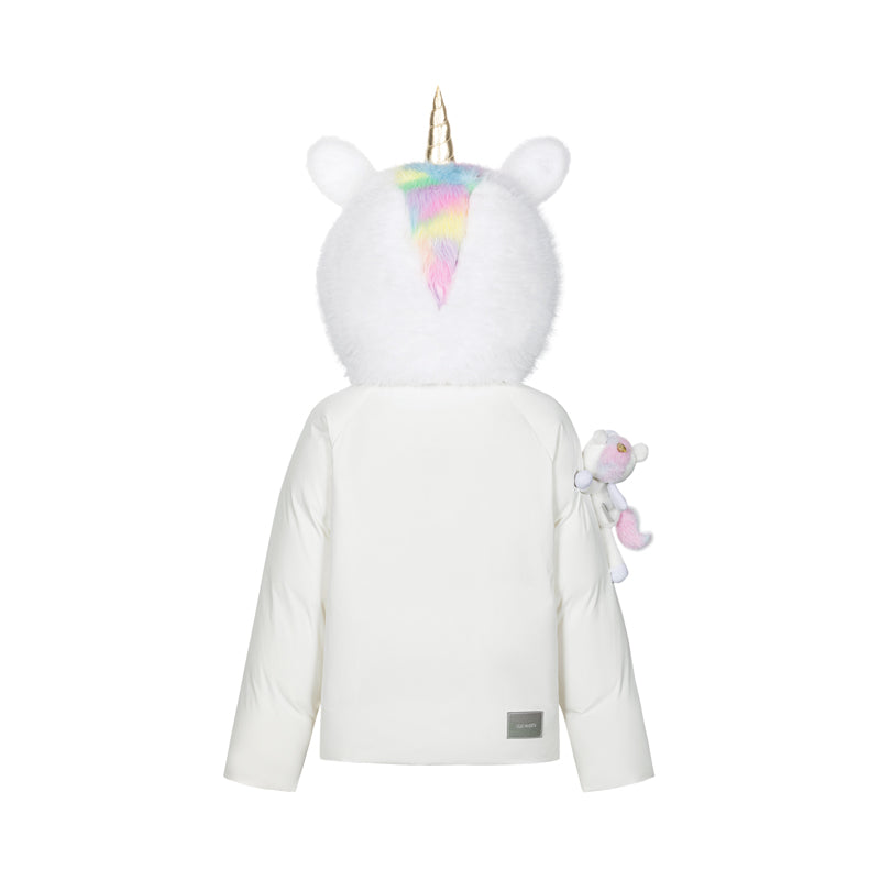 13DE MARZO Unicorn Bear Puffer Jacket White