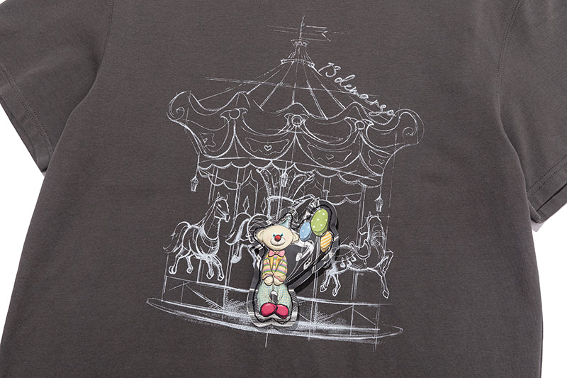 13DE MARZO Carousel Clown Bear T-shirt Grey