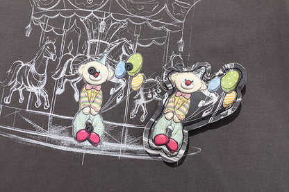 13DE MARZO Carousel Clown Bear T-shirt Grey