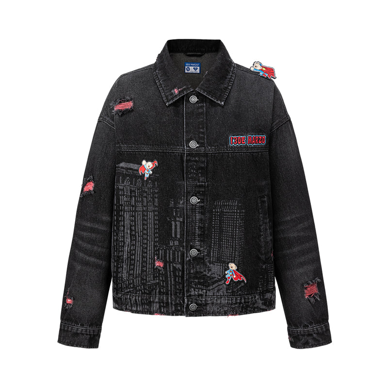 13DE MARZO x Superman Bear Denim Jacket
