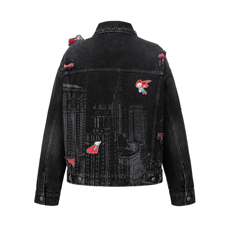 13DE MARZO x Superman Bear Denim Jacket
