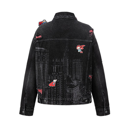 13DE MARZO x Superman Bear Denim Jacket