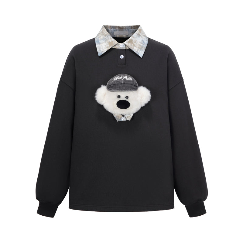 13DE MARZO Real Cap Bear Sweater Dark Grey