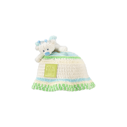 13DE MARZO Floral Bear Knit Hat Beige