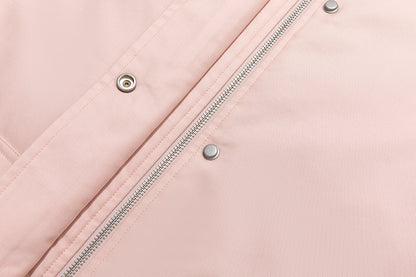 13DE MARZO Snow Bear Corduroy Mid Length Coat Pink