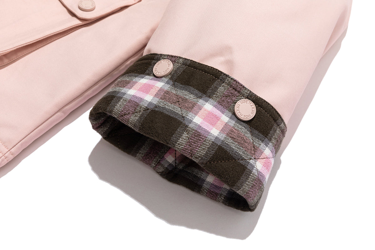 13DE MARZO Snow Bear Corduroy Mid Length Coat Pink
