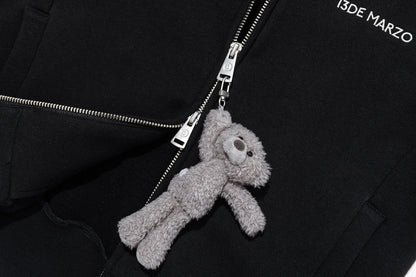 13DE MARZO Doozoo Fur Collar Hoodie Black