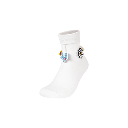13DE MARZO Fringe Charm Mid-Calf Socks White