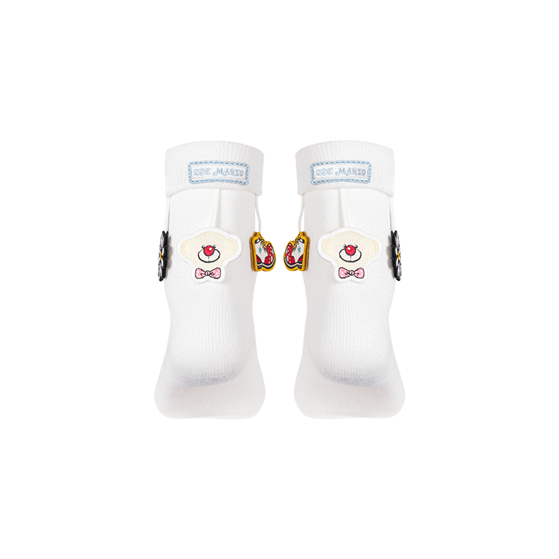 13DE MARZO Fringe Charm Mid-Calf Socks White
