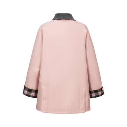 13DE MARZO Snow Bear Corduroy Mid Length Coat Pink