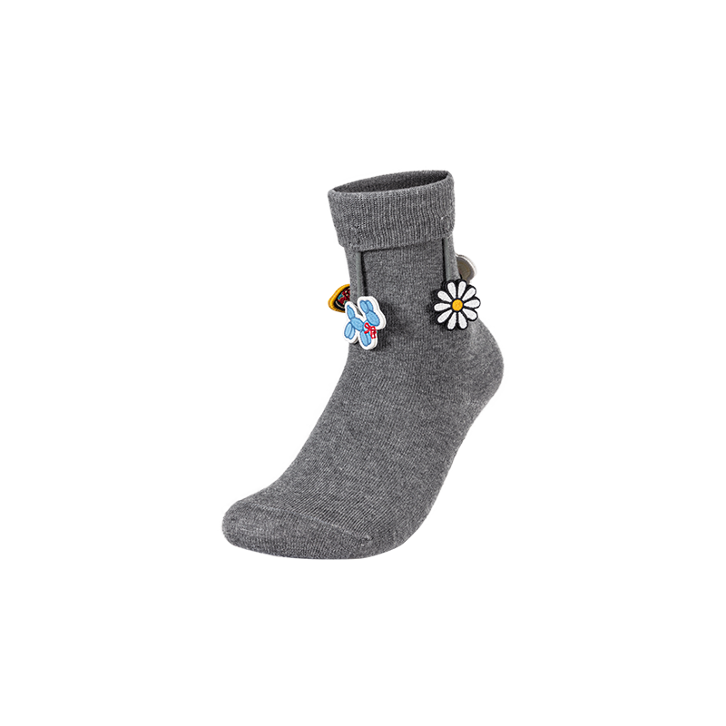 13DE MARZO Fringe Charm Mid-Calf Socks Grey