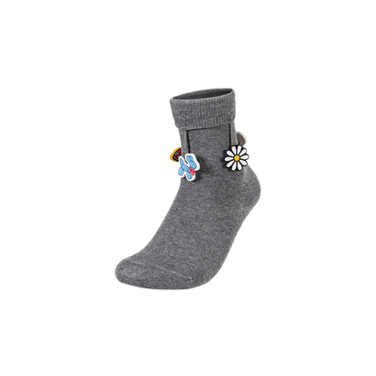 13DE MARZO Fringe Charm Mid-Calf Socks Grey