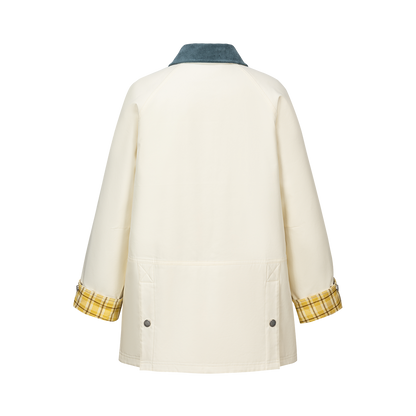 13DE MARZO Snow Bear Corduroy Mid Length Coat Beige