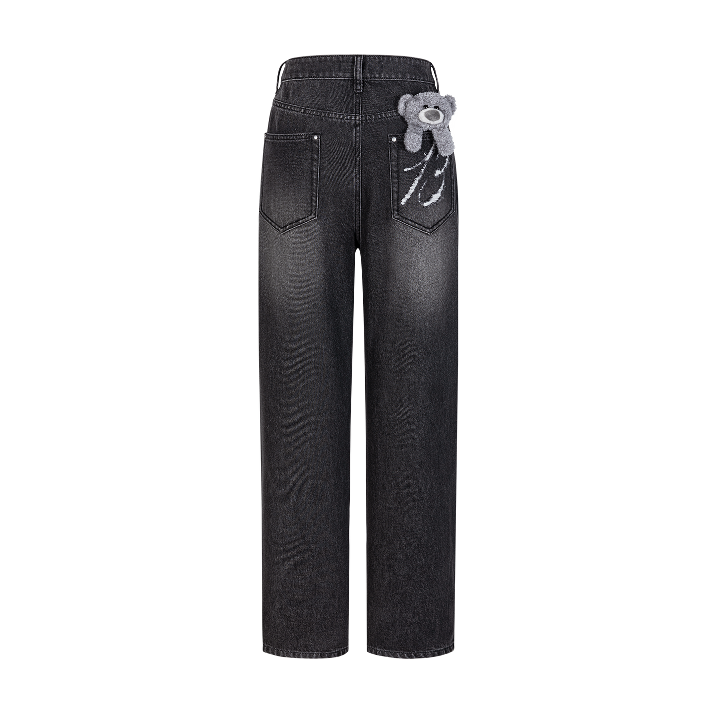 13DE MARZO Distressed Logo Decorated Jeans Black