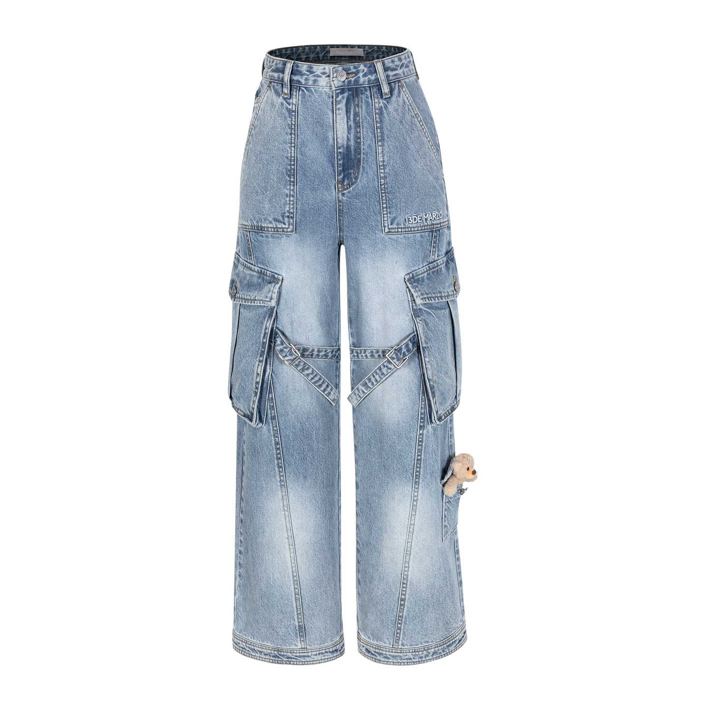 13DE MARZO Denim Cargo Pants Blue