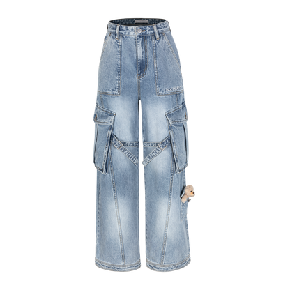 13DE MARZO Denim Cargo Pants Blue