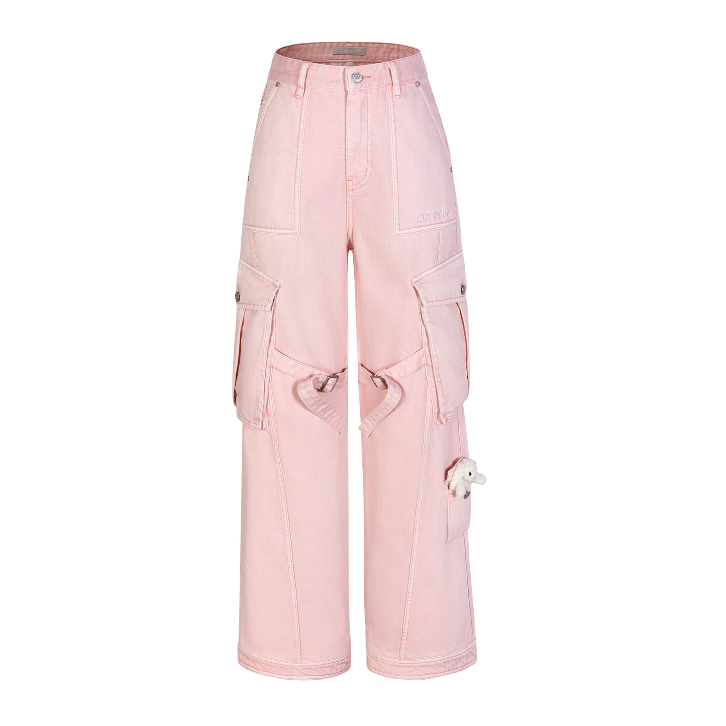 13DE MARZO Denim Cargo Pants Pink