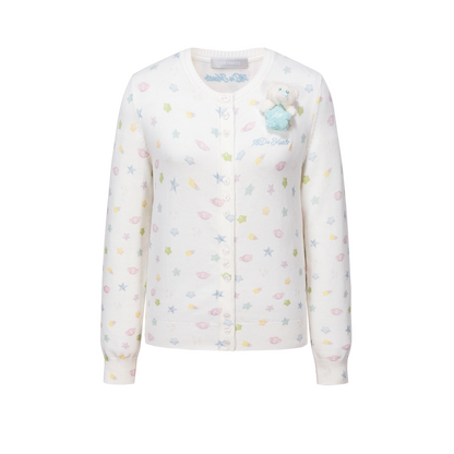 13DE MARZO All-Over Star Knit Cardigan