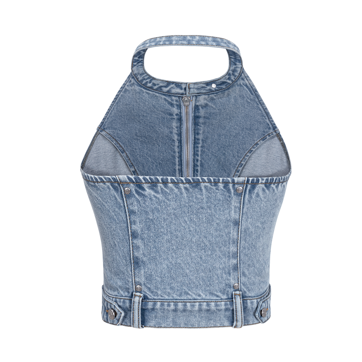 13DE MARZO Halter Denim Top Blue