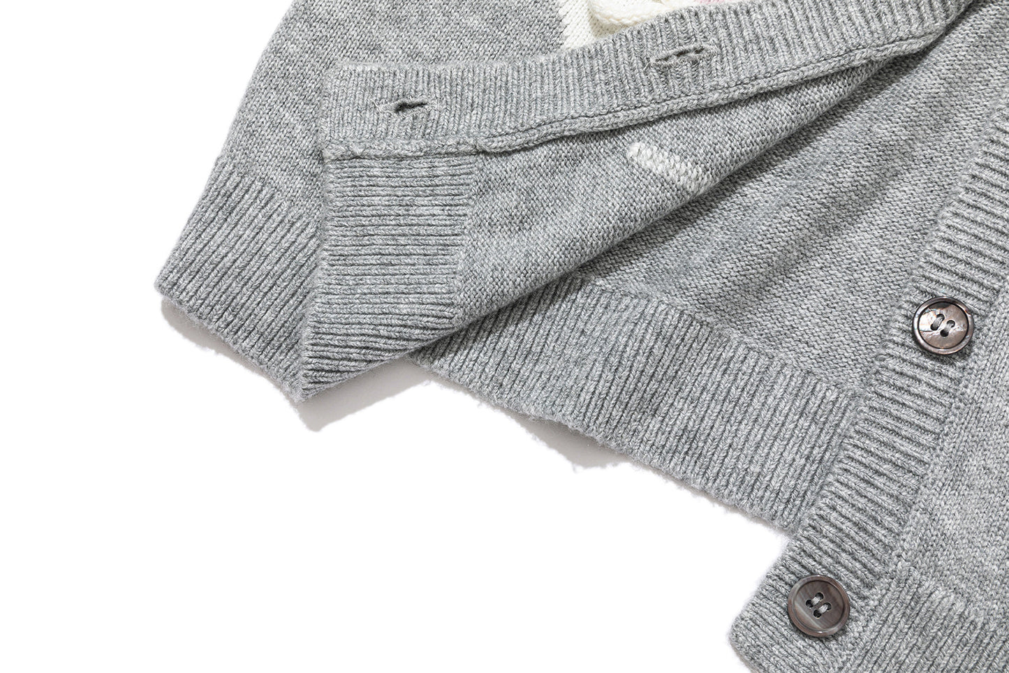 13DE MARZO Bow Bear Knit Cardigan Vest Grey
