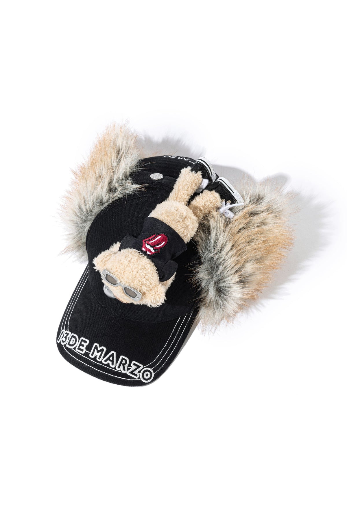 13DE MARZO Rolling Stones Furry Earflap Cap Black