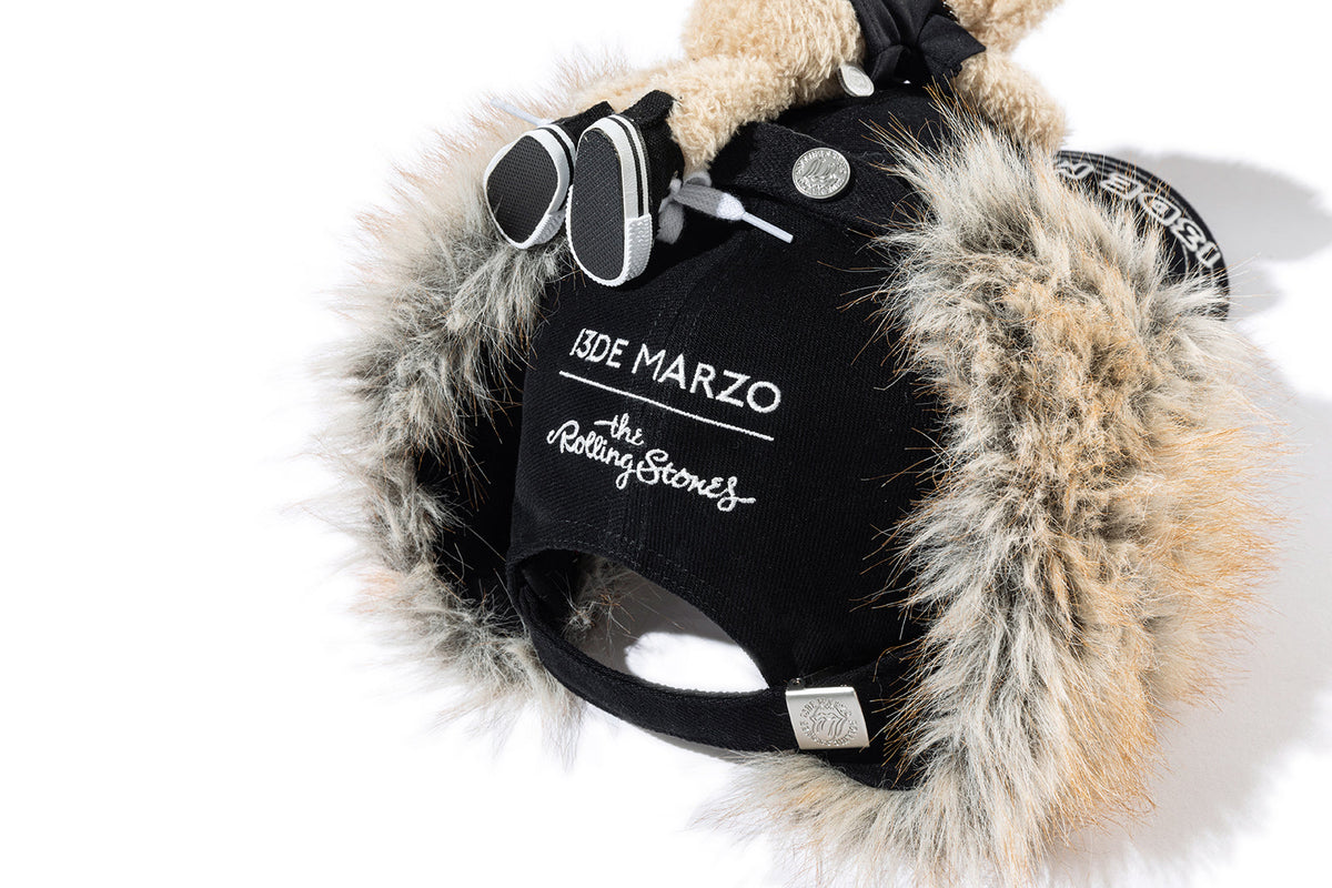 13DE MARZO Rolling Stones Furry Earflap Cap Black