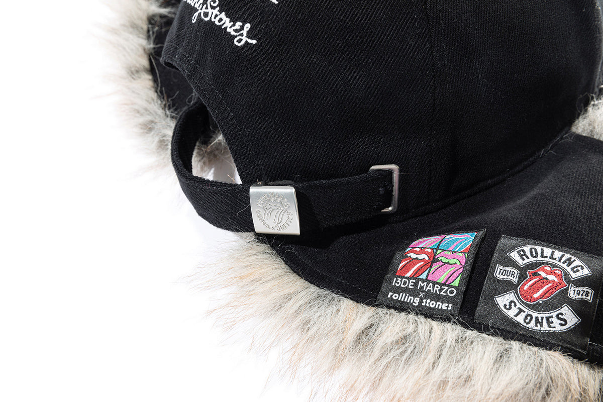 13DE MARZO Rolling Stones Furry Earflap Cap Black