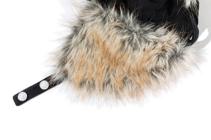 13DE MARZO Rolling Stones Furry Earflap Cap Black
