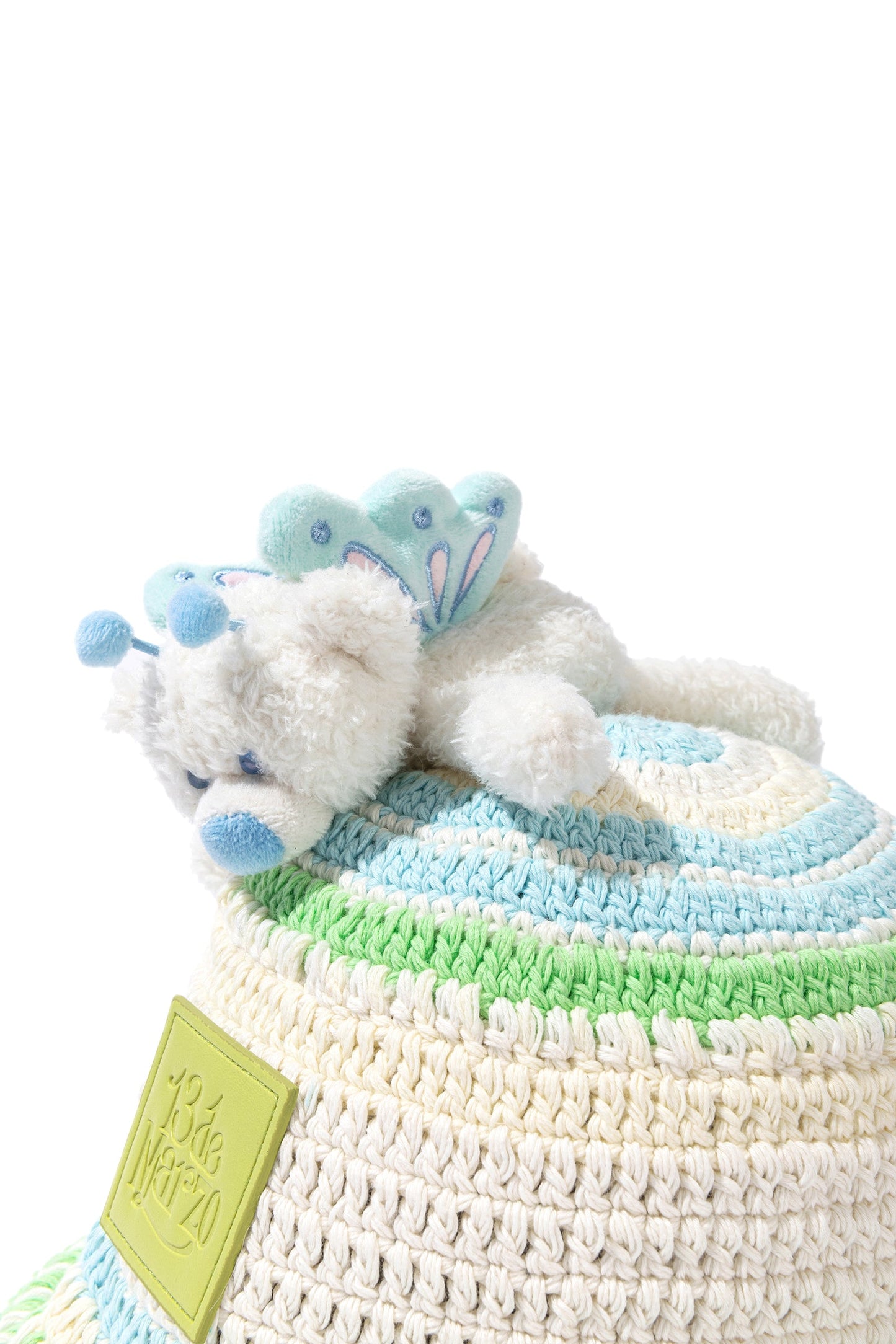 13DE MARZO Floral Bear Knit Hat Beige