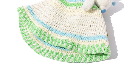 13DE MARZO Floral Bear Knit Hat Beige