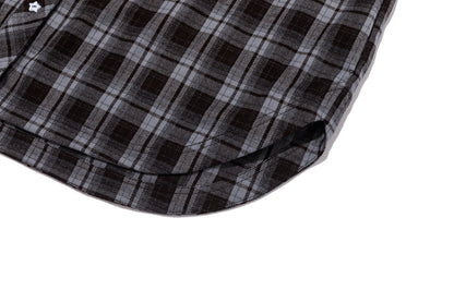 13DE MARZO Luminous Bear Long Sleeve Plaid Shirt Blue
