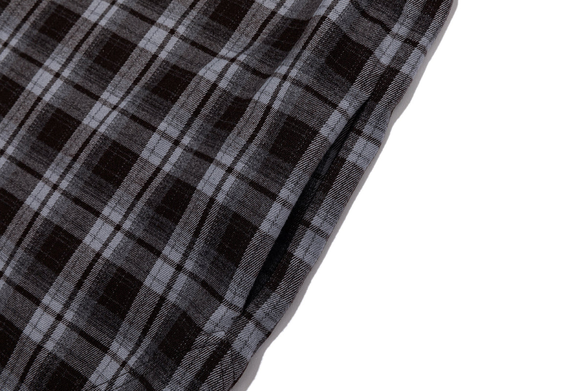 13DE MARZO Luminous Bear Long Sleeve Plaid Shirt Blue