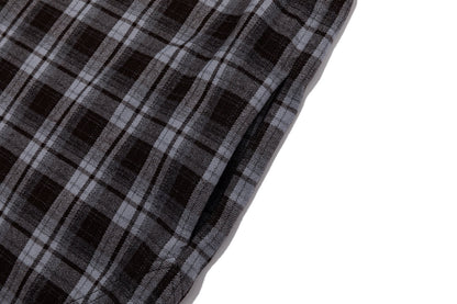 13DE MARZO Luminous Bear Long Sleeve Plaid Shirt Blue