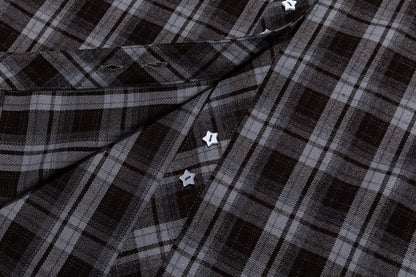 13DE MARZO Luminous Bear Long Sleeve Plaid Shirt Blue