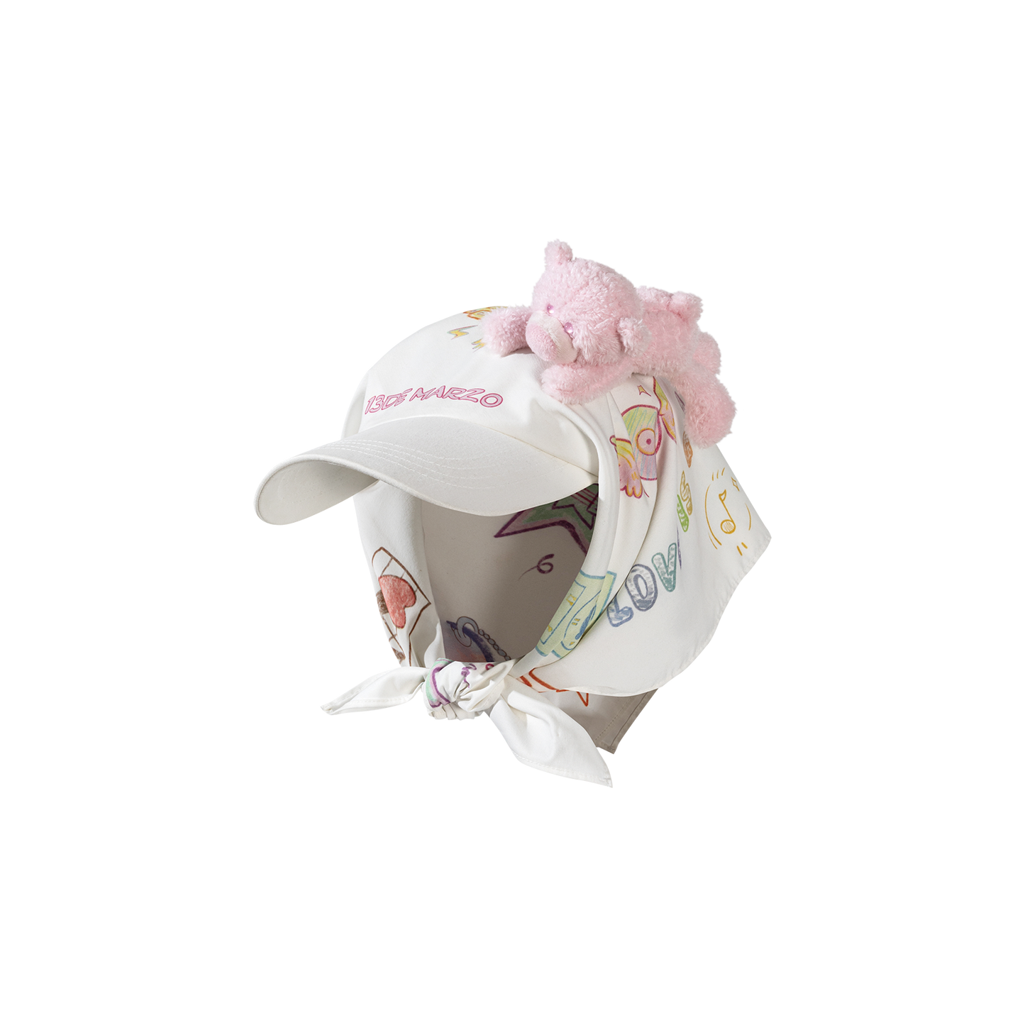 13DE MARZO Musical Festvial Bear Headscarf White