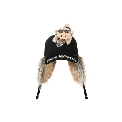 13DE MARZO Rolling Stones Furry Earflap Cap Black