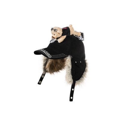 13DE MARZO Rolling Stones Furry Earflap Cap Black